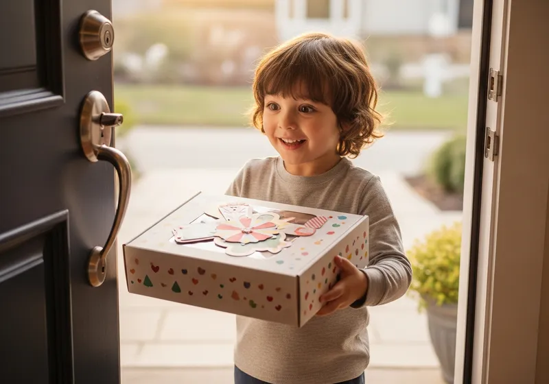Child excited about receiving a package